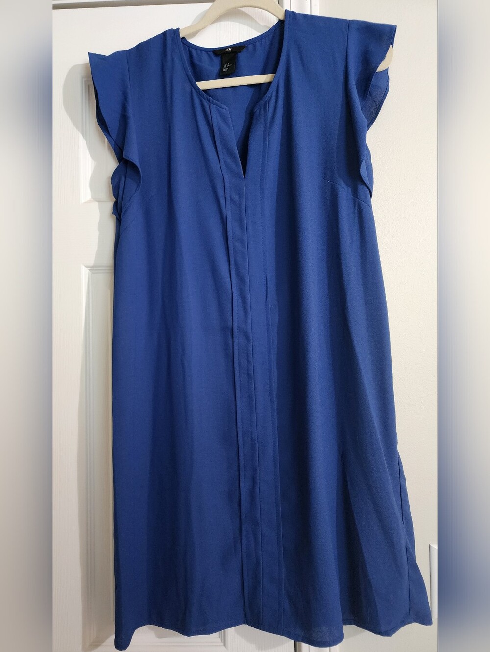 H&M Cobalt Blue Flutter Sleeve Shift Dress